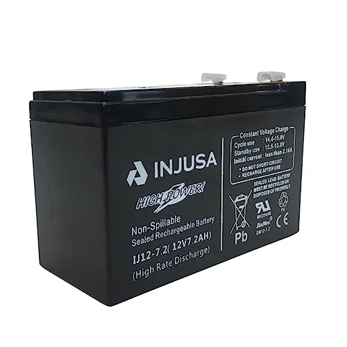 INJUSA Blei-Säure-Batterie 12 V und 7,2 Ah, kompatibel mit 12-Volt-Elektrofahrzeugen von INJUSA, Motorrädern, Autos und Quads mit 12-Volt-Batterie, mit 60 Minuten Laufzeit und 12 Stunden Ladezeit INJUSA Blei-Säure-Batterie 12 V und 7,2 Ah, kompatibel mit 12-Volt-Elektrofahrzeugen von INJUSA, Motorrädern, Autos und Quads mit 12-Volt-Batterie, mit 60 Minuten Laufzeit und 12 Stunden Ladezeit von INJUSA