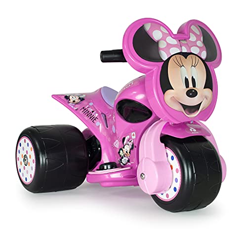 INJUSA - Elektromotorrad Minnie Mouse Samurai, 6V Batterie, für Kinder von 1 bis 3 Jahren, mit Gaspedal und 3 Breiten Kunststoffrädern, Höchstgeschwindigkeit 3 Km/h, Farbe Rosa von INJUSA