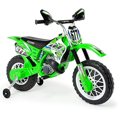 INJUSA - Elektromotorrad Cross CR, Batterie 6V, für Kinder +3 Jahre, mit Gummistreifen am Antriebsrad, Stützrädern und Gashebel an der Faust, Geschwindigkeit 5 Km/h, Farbe Grün INJUSA - Elektromotorrad Cross CR, Batterie 6V, für Kinder +3 Jahre, mit Gummistreifen am Antriebsrad, Stützrädern und Gashebel an der Faust, Geschwindigkeit 5 Km/h, Farbe Grün von INJUSA