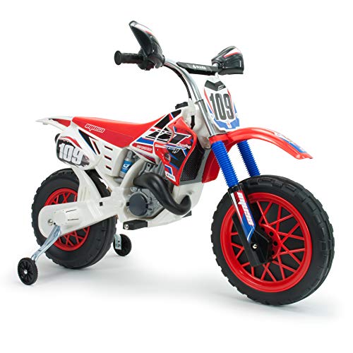 INJUSA - Elektromotorrad Cross CR, Batterie 6V, für Kinder +3 Jahre, mit Gummistreifen am Antriebsrad, Stützrädern und Gashebel an der Faust, Geschwindigkeit 5 Km/h, Farbe Weiß INJUSA - Elektromotorrad Cross CR, Batterie 6V, für Kinder +3 Jahre, mit Gummistreifen am Antriebsrad, Stützrädern und Gashebel an der Faust, Geschwindigkeit 5 Km/h, Farbe Weiß von INJUSA
