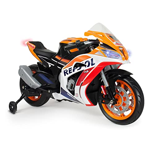 INJUSA - Elektromotorrad Racing Repsol, für Kinder von 3 bis 6 Jahren, 12V Batterie, Gashebel, Elektrische Bremse, Licht und Geräusche, MP3 Anschluss, Höchstgeschwindigkeit 5-6 km/h, Farbe Orange INJUSA - Elektromotorrad Racing Repsol, für Kinder von 3 bis 6 Jahren, 12V Batterie, Gashebel, Elektrische Bremse, Licht und Geräusche, MP3 Anschluss, Höchstgeschwindigkeit 5-6 km/h, Farbe Orange von INJUSA