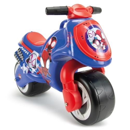 INJUSA - Moto Laufrad Neox Spiderman, Ride on für Kinder von 18 bis 36 Monaten, mit breite Kunststoffräder, Tragegriff für die Eltern, dauerhafte und wasserfeste Dekoration, Blaue Farbe von INJUSA