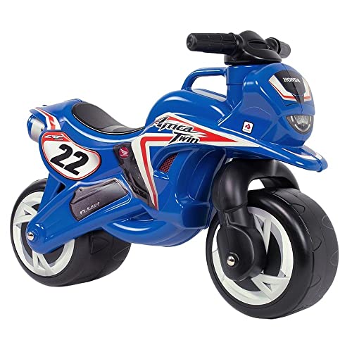 INJUSA - Moto Laufrad Tundra Honda Africa Twin, Ride-on für Kinder von 18 bis 36 Monaten, mit permanenter wasserfester Dekoration, Breiten Kunststoffrädern und elterlichem Tragegriff, Blau Farbe von INJUSA
