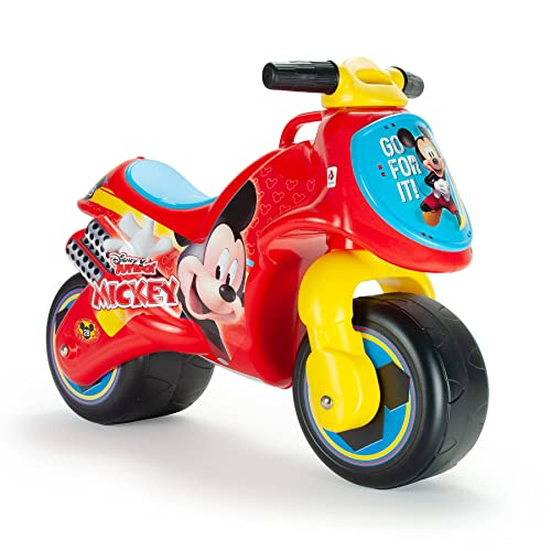 INJUSA - Moto Laufrad Neox Mickey Mouse, Ride on für Kinder von 18 bis 36 Monaten, mit breite Kunststoffräder, Tragegriff für die Eltern, dauerhafte und wasserfeste Dekoration, Rot Farbe von INJUSA