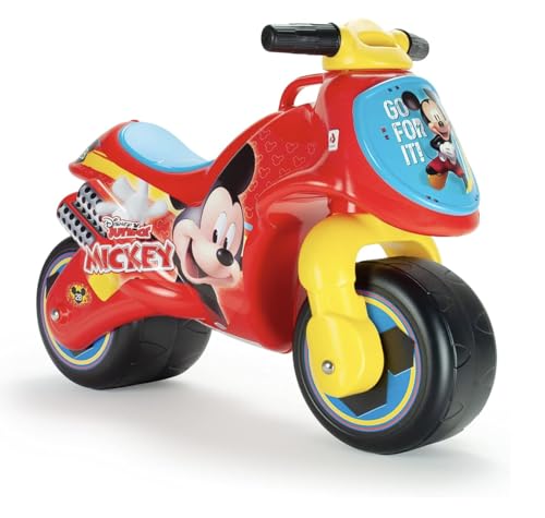 INJUSA - Moto Laufrad Neox Mickey Mouse, Ride on für Kinder von 18 bis 36 Monaten, mit breite Kunststoffräder, Tragegriff für die Eltern, dauerhafte und wasserfeste Dekoration, Rot Farbe von INJUSA