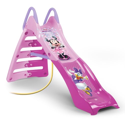 INJUSA - Rutsche My First Slide Minnie Mouse, empfohlen für Kinder ab 2 Jahren, mit strapazierfähiger, wasserfester Minnie Mouse Dekoration, Wasserschlaucheingang, Rosa Farbe von INJUSA