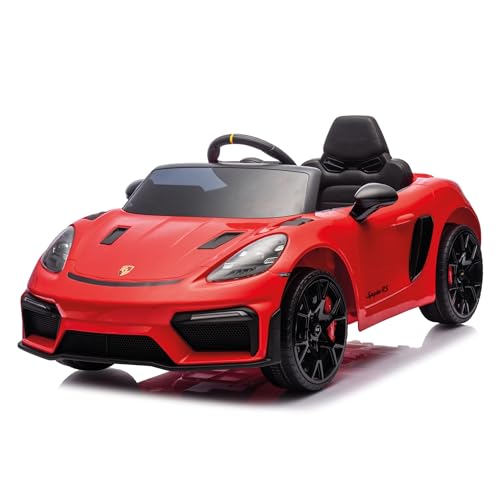 Kinder Elektroauto Porsche 12V Lithium + Fernbedienung Eltern + Sound + Licht + USB MicroSD + Eva-Räder + Türen Öffnend + Rückwärtsgang + Elektrische Bremse + + 3 Jahre Rot | INJUSA von INJUSA