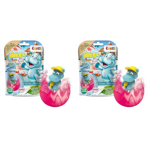 CRAZE INKEE FUN BEACH | Badekugel Kinder mit Überraschung, Badebombe Kinder mit Hippo Stempel, Mit Mangobutter & Wassermelone-Duft (Packung mit 2) von INKEE