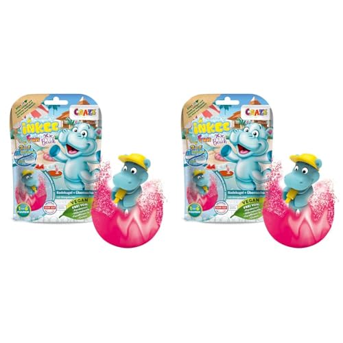 CRAZE INKEE FUN BEACH | Badekugel Kinder mit Überraschung, Badebombe Kinder mit Hippo Stempel, Mit Mangobutter & Wassermelone-Duft (Packung mit 2) von INKEE