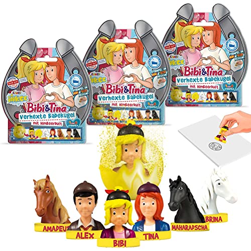 INKEE BIBI & Tina | 3er Set Verhexte Badekugel mit Überraschung, 3X Kinder Badebomben mit Baby Spielzeug, Himbeerduft INKEE BIBI & Tina | 3er Set Verhexte Badekugel mit Überraschung, 3X Kinder Badebomben mit Baby Spielzeug, Himbeerduft von INKEE