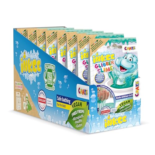 INKEE Bath Slime Hippo 8er Pack | Bade-Glibber Schleim komplettes Verkaufsdisplay, blaugrünes Schleimpulver mit Vitamin E & Pfirsich Aroma, 8x 100g Schleimpulver INKEE Bath Slime Hippo 8er Pack | Bade-Glibber Schleim komplettes Verkaufsdisplay, blaugrünes Schleimpulver mit Vitamin E & Pfirsich Aroma, 8x 100g Schleimpulver von INKEE