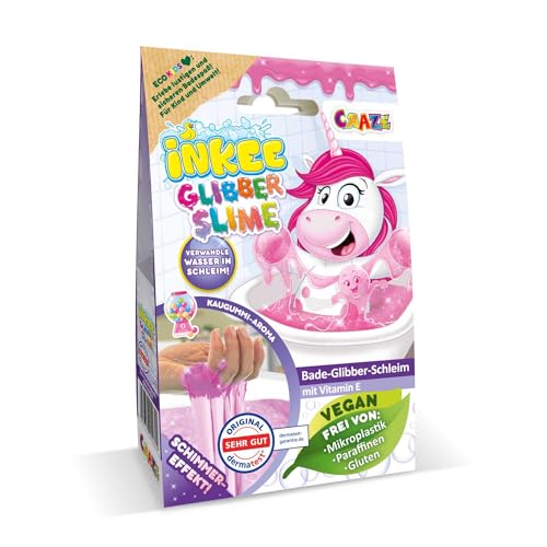 INKEE Bath Slime Unicorn | Bade-Glibber Schleim mit Vitamin E, pinkes Schleimpulver mit Bubble Gum Aroma, 100g Schleimpulver von INKEE