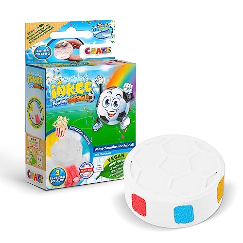 INKEE Foamy Football | Fußballform Kinder Badebombe mit 3 Farben, Pop-Corn Duft, 60g von INKEE
