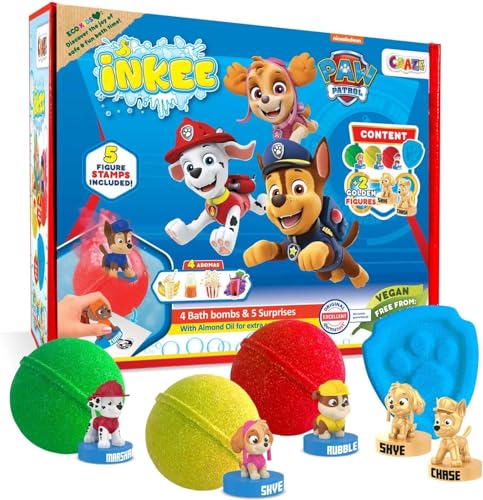 INKEE Paw Patrol Badebomben für Kinder, mit Überraschung, Paw Patrol Spielzeug für die Badewanne, mit Schwanzduft und Schaum-Effekt, 8 Stück von INKEE
