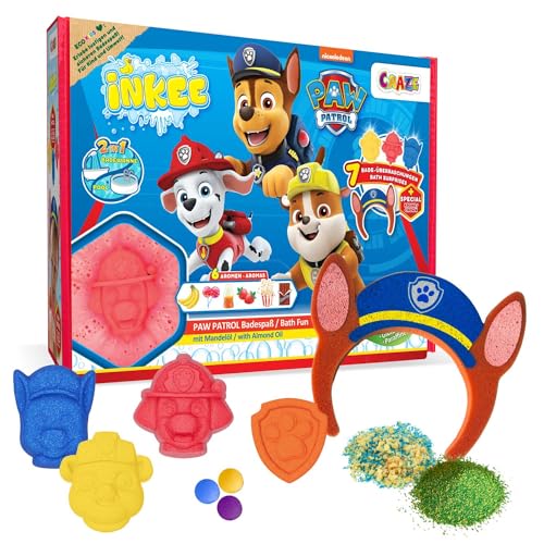 INKEE - Geschenkbox Paw Patrol | Badeset Kinder - 7 Badezusätze für Kinder, Pawpatrol Kinder Badebomben & Badesalz Kinder verschiedenen Düften + Accessoire INKEE - Geschenkbox Paw Patrol | Badeset Kinder - 7 Badezusätze für Kinder, Pawpatrol Kinder Badebomben & Badesalz Kinder verschiedenen Düften + Accessoire von INKEE