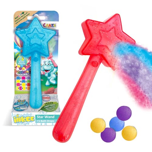 INKEE Wand Star Bath Toys | Stern-Zauberstab mit Kinder Badebomben , Badekugeln mit Badefarben für die Badewanne, Erdbeerduft - Badewanne Spielzeug Kinder von INKEE