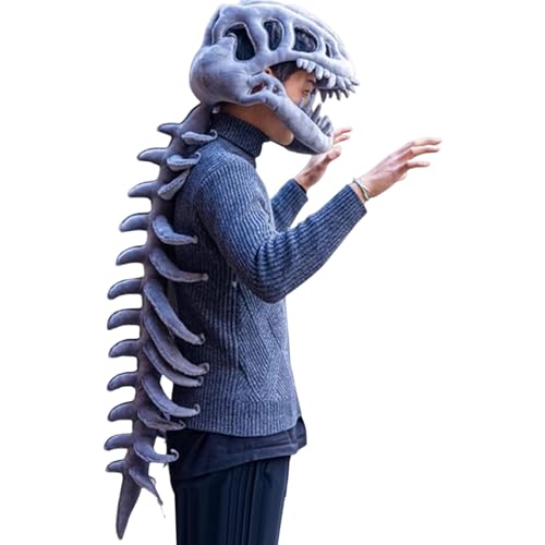 INLANDSIS Bonezilla Realistisches Dinosaurierskelett-Kostümset, Halloween-Dino-Monster-Outfit, Overall mit 3D-Totenkopfmaske, Cosplay-Requisiten (45.67") von INLANDSIS