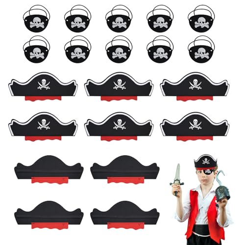 INNAL 10 Pcs Piratenhut und Augenklappe Set für Kinder - Piraten Zubehör für Geburtstag, Piratenparty, Maskerade, Halloween, Rollenspiele INNAL 10 Pcs Piratenhut und Augenklappe Set für Kinder - Piraten Zubehör für Geburtstag, Piratenparty, Maskerade, Halloween, Rollenspiele von INNAL