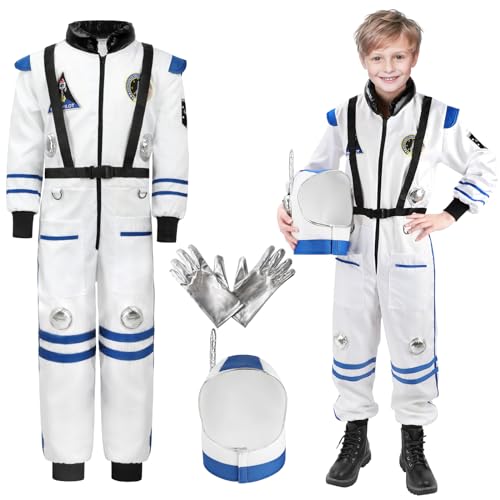 INNOCHEER Astronaut Kostüm Kinder mit Helm, Astronauten Kostüm für Kinder, Karneval Kostüm für Kinder, Faschingskostüme für Kinder Jungen Mädchen vorspielen Rolle spielen Verkleidung von INNOCHEER