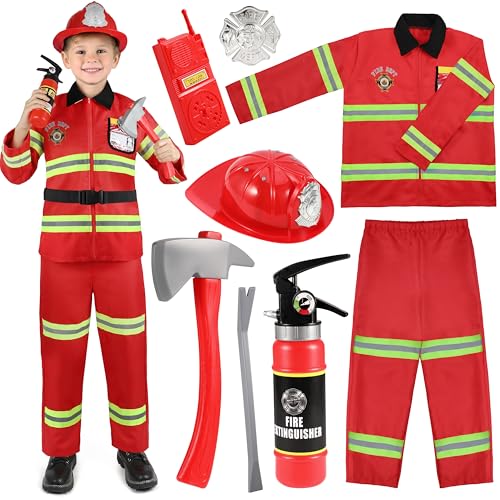 INNOCHEER Feuerwehrmann Kostüm für Kinder Mit Zubehör - Feuerwehr Verkleidung für Karneval, Halloween, Fasching - Rollenspiel für Jungen und Mädchen INNOCHEER Feuerwehrmann Kostüm für Kinder Mit Zubehör - Feuerwehr Verkleidung für Karneval, Halloween, Fasching - Rollenspiel für Jungen und Mädchen von INNOCHEER