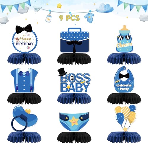 INNORU Boss Baby-Tischaufsätze mit Wabenstruktur, Waben-Aufsätze, für Jungen, zum 1. Geburtstag, für Babyparty, Party, Tischdekoration, Foto-Requisiten, 9 Stück INNORU Boss Baby-Tischaufsätze mit Wabenstruktur, Waben-Aufsätze, für Jungen, zum 1. Geburtstag, für Babyparty, Party, Tischdekoration, Foto-Requisiten, 9 Stück von INNORU