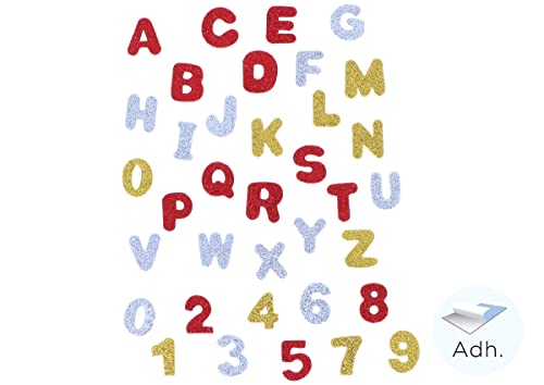 INNSPIRO Zahlen 0-9 und Buchstaben aus EVA-Schaumstoff mit Glitzer 20 mm. 124u. von INNSPIRO
