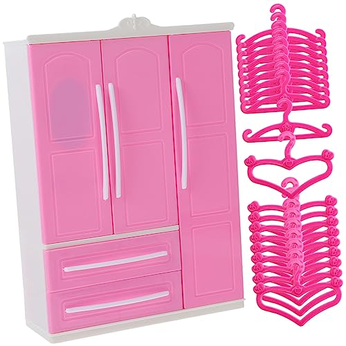 1 Satz Doll Clothing Organizer mit Kleiderbügeln Puppenschrank mit Einheitskleiderbügel Herzkleiderbügel für Kinderkleidung und Puppenmode von INOOMP