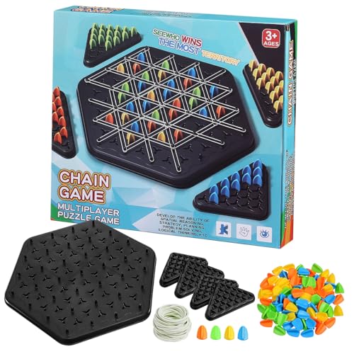 1 Satz Dreieckskettenschach Familie Kettendreieck-Schachspiel dreieckig Strategisches Brettspiel Strategie Steckspiel Kinderspiele Multiplayer-Schachspiel Strukturspiel Plastik von INOOMP