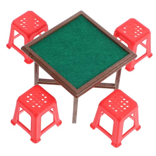 1 Satz Mini Mahjong und Stuhl Set für Puppenhaus mit Mini Stühlen und Realistische Dekoration für Dollhouse Wohnzimmer und Spielzimmer Hochwertige Miniaturmöbel von INOOMP