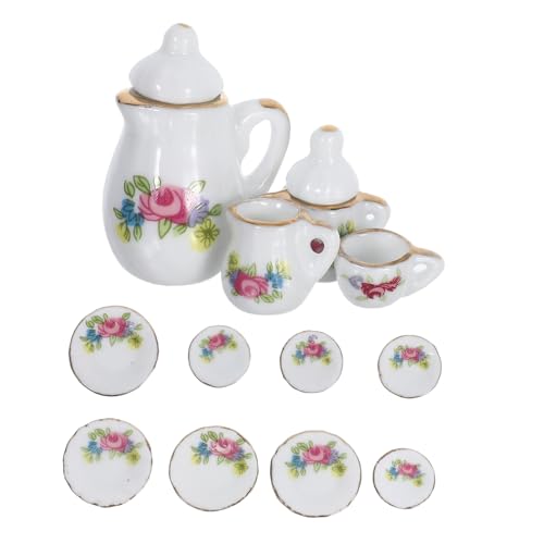 1 Satz Puppenhaus Teiliges Keramik Teeservice mit Tassen Tellern und Kannen für Miniaturküchenaccessoires und Puppenhaus Dekoration 1 Satz Puppenhaus Teiliges Keramik Teeservice mit Tassen Tellern und Kannen für Miniaturküchenaccessoires und Puppenhaus Dekoration von INOOMP
