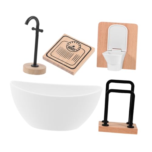1 Satz Puppenzimmer-Badezimmerdekorationen Mini Bausatz Badewanne winzige Möbel Toilette für Puppenhaus winzige Hausmöbel puppenhaus Waschmaschine Puppenhaus Toilette Plastik von INOOMP