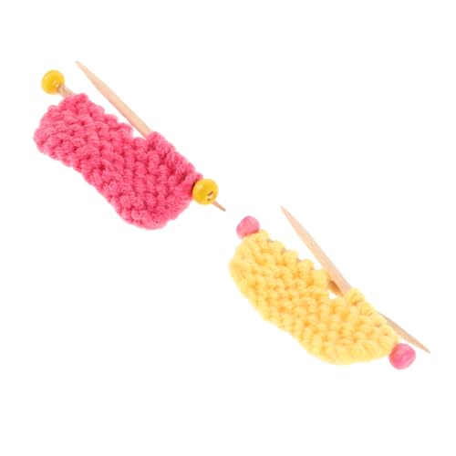 2 Stück Strickpullover-Modell Mini-strickmütze Kleine Strickmützen Zum Basteln Kleine Wintermützen Zum Basteln Mini-puppenhauszubehör Handgefertigter Strickstab Aus Wolle Garn von INOOMP