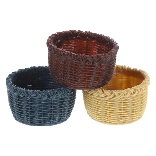 3 Stück Rasen Dekorationskörbe aus Harz Realistische Mini Basket Modelle für Puppenhäuser und Kreative DIY Projekte Wohnaccessoire von INOOMP