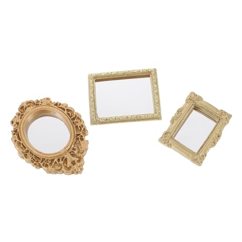3 Stück Simulierter Klassischer Geschnitzter Spiegel Puppenhaus Dekoration Mini Haus Ornament Miniaturspiegel Puppenhausspiegel Puppen Winzige Minispiegel Kleiner Mädchen von INOOMP
