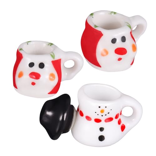 3 Stück Teiliges Mini Teeservice Set aus Weihnachtliche Tischdekoration für Wohnzimmer Festtafel und Fensterdeko Niedliches Freunde von INOOMP