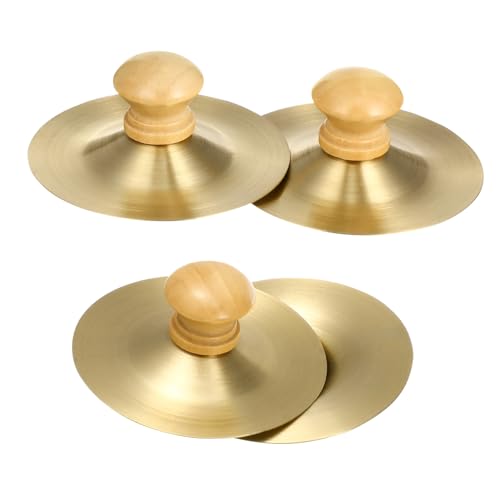 4 Stück Teiliges Mini Zimbelset für Handgehaltene Percussion Instrumente mit Holzgriff für Tanzpartys und Musikunterricht Weckt Rhythmusgefühl und Fördert Interaktion von INOOMP