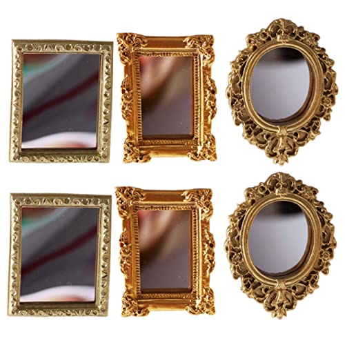 6 Stück Miniaturisierte Klassische Spiegel für Puppenhäuser Teiliges Goldene Runde Quadratische Spiegel für Kreative Dekoration und Handwerksprojekte 6 Stück Miniaturisierte Klassische Spiegel für Puppenhäuser Teiliges Goldene Runde Quadratische Spiegel für Kreative Dekoration und Handwerksprojekte von INOOMP