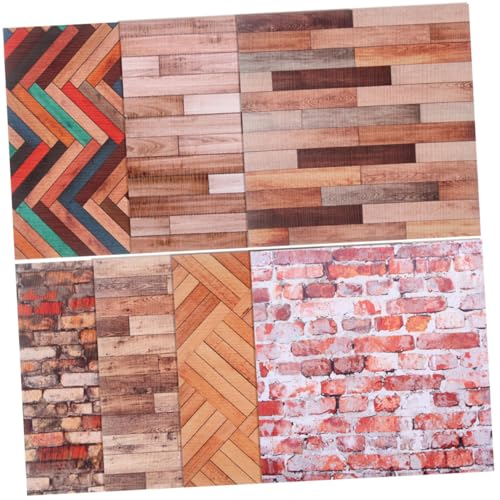 7 Blätter Holzstruktur Wandaufkleber für Puppenhäuser Selbstklebende Tapete Vintage für Puppenstube für Lebensszenen und Puppenhausgestaltung von INOOMP