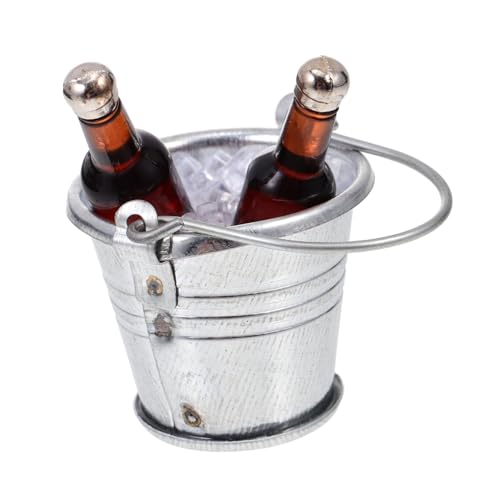 INOOMP 1 Satz Bardekorationsset Kleiner Eimer Miniatur-Eimer Eimer kleine Bierflaschen Mini House Decor Eimer Miniatureiseimer Flaschenkühlereimer pp von INOOMP