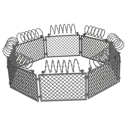 INOOMP 1 Satz Bausteinschutznetz Spielszene Gebäude Zaun klein Barbwire Kinderszene Tor Material Flugzeug Armeespielzeug für Jungen Kinderspielzeug Abs Grey von INOOMP