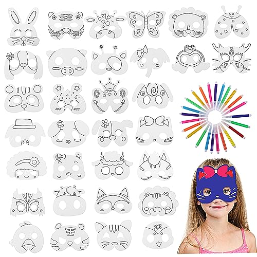 INOOMP 1 Satz Frauen-Maskerade-Maske Masken-Cosplay Katzenmasken Gruselige Tiermasken Kunst halloween masken halloweenmaske masks Aufkleber Karnevalsmaske prop Partyzubehör Weißer Karton von INOOMP