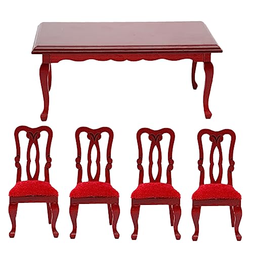 INOOMP 1 Satz Mini Essstuhltisch Set Mini- Bausatz Miniatur Puppenstubenstühle Mini-Stuhl Mini Möbel Essen Mini-Tisch Esstisch Klein Winzige Möbel Zubehör Holz Rot INOOMP 1 Satz Mini Essstuhltisch Set Mini- Bausatz Miniatur Puppenstubenstühle Mini-Stuhl Mini Möbel Essen Mini-Tisch Esstisch Klein Winzige Möbel Zubehör Holz Rot von INOOMP