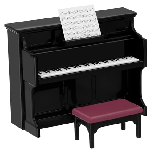 INOOMP 1 Satz Mini-Klavier-Requisiten mini Klavier Klavier Mini-Klavierhocker aufrecht winzig Modell Klavier Mini-Klavierfigur Mini-Puppenhausklavier Plastik Black von INOOMP