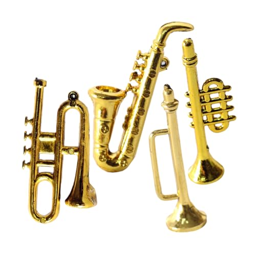 INOOMP 1 Satz Mini-Saxophon Winzig Puppenhaus Miniatur Mini-trompete Dekorationen Mini - Instrumentenmodell Puppeninstrument Plastik Golden 4 Stück INOOMP 1 Satz Mini-Saxophon Winzig Puppenhaus Miniatur Mini-trompete Dekorationen Mini - Instrumentenmodell Puppeninstrument Plastik Golden 4 Stück von INOOMP