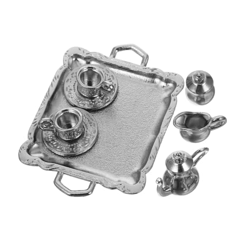 INOOMP 1 Satz Mini Tea Set Küchenmodell Puppenhaus Teetasse Tiny House Accessoires Miniatur -Teetasse Mini-Teetassen Mini-Küchenzubehör Küche Rollenspiel Mini-Tassen Legierung Silber von INOOMP