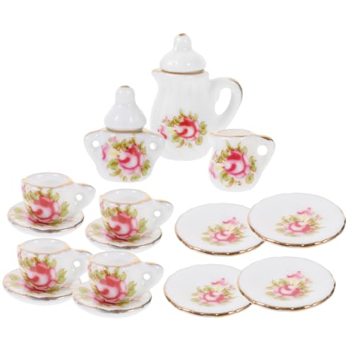 INOOMP 1 Satz Mini-Teeset geben vor, zu Sein Miniatur-Teegeschirr Miniatur- Miniatur -Teetasse Mini-Hausdekoration Kinderspielzeug Puppenhaus Teetasse Keramik von INOOMP