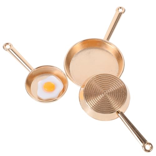 INOOMP 1 Satz Mini -pan - Winzig Zubehör Klein Braten Spielzeugküche Miniatur Bratpfanne Spielzeugsimulation Pfannen Mini-pfannen Mini-Dekoration Golden Eisen von INOOMP
