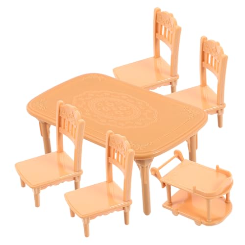 INOOMP 1 Satz Modell Esstisch und Stuhl puppenhaus zubehör Möbelmodell Miniatur-Möbeldekor Mini-Esszimmerstühle Miniaturmöbel aus Kunststoff puppenhaus mini möbel Puppenhausmöbel Plastik von INOOMP