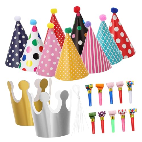 INOOMP 1 Satz Party Hat Paper Crown Blowing Dragon Vorabend Erster Geburtstag Bunte Geburtstagsfeierhüte Fiesta Partyzubehör Kleinkind Spaß Erwachsene Partyhut Für Kronen Papier von INOOMP
