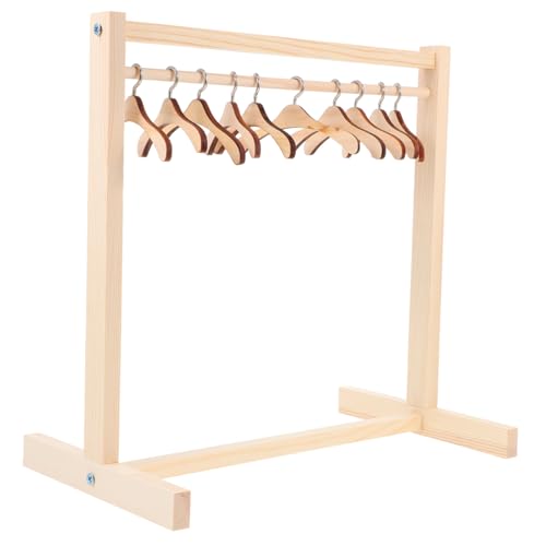 INOOMP 1 Satz Puppen-Kleiderbügel aus Holz Puppenkleidung mit Mini -Kleiderbügeln Mädchen Retro Kind Kostüm Puppen kleiderständer puppenkleiderbügel holzbügel Puppenbügel Modepuppe von INOOMP